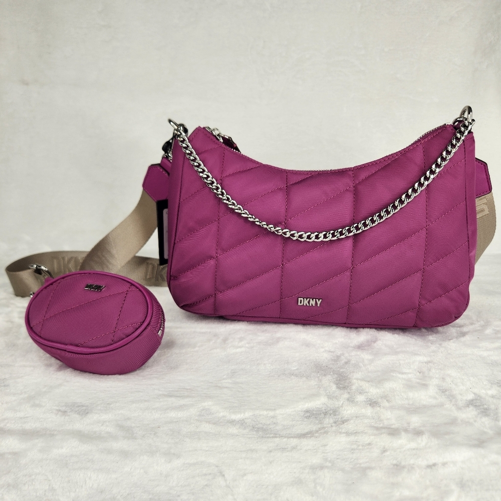 NWT DKNY Dark Orchid Cairo Large Quilted Bag